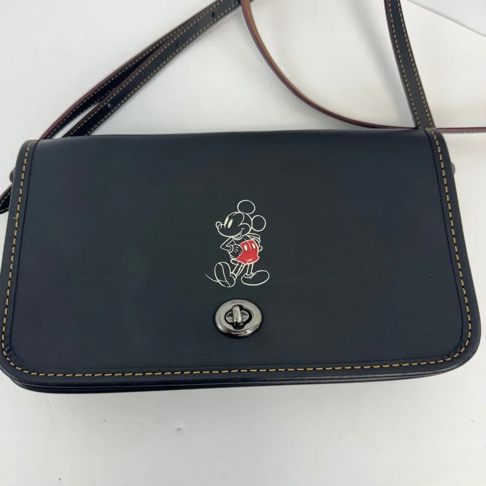 Disney x Coach Mickey Mouse Black Leather Crossbody Bag F59374 Limited Edition